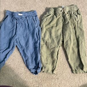 Zara Kids' Blue and Olive Lightweight Pants